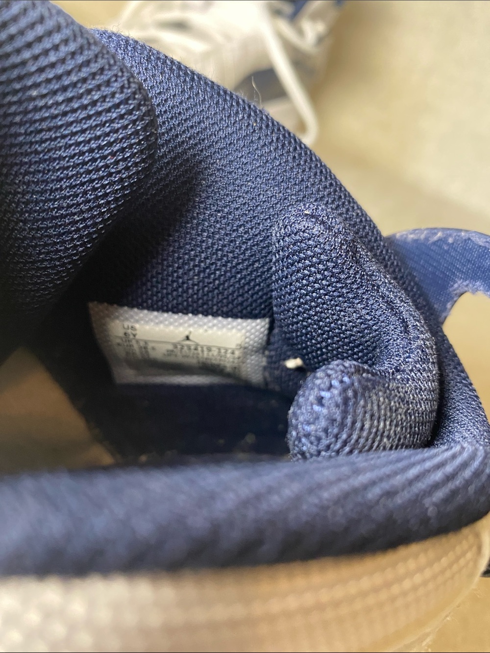 Air Jordan Kids Navy and White High-Top Basketball Sneakers - Picture 8 of 9